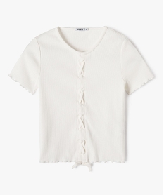 GEMO Tee-shirt droit à côtes et manches courtes file blanc chine