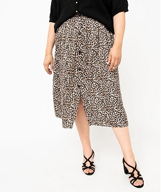 GEMO Jupe longue à motif léopard femme grande taille Imprimé