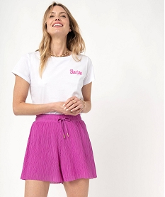 GEMO Tee-shirt droit manches courtes femme - Barbie Blanc