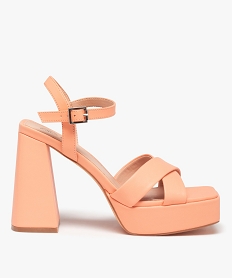 GEMO Sandales femme unies à talon flare haut Rose