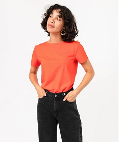 GEMO Tee-shirt manches courtes à boutons décoratifs femme Orange