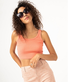 GEMO Débardeur court en maille côtelée femme rose standard