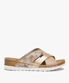 GEMO Mules femme confort à larges brides fantaisie beige standard