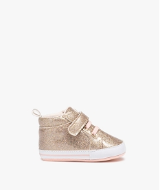 chaussons de naissance bebe fille a paillettes et a scratch jaune chaussures de naissanceI969901_1