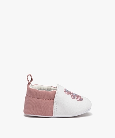 chaussons de naissance bebe fille en jersey avec ourson imprime - lulucastagnette blanc chaussures de naissanceI970201_1