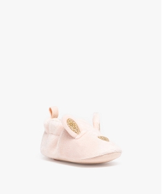 chaussons de naissance bebe fille lapin en velours roseI970301_1