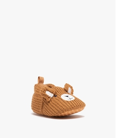 chaussons de naissance bebe garcon ourson en tricot beigeI970801_1