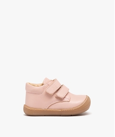 GEMO Baskets premiers pas bébé fille dessus en cuir uni - NA! Rose