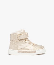 GEMO Baskets bébé fille mid-cut métallisées et pailletées dore