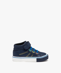 GEMO Baskets bébé garçon mid-cut unies avec détails colorés marine fonce