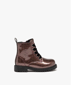 GEMO Boots pailletés avec lacets velours et semelle crantée bébé fille marron standard