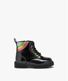 GEMO Boots bébé fille à paillettes avec détail arc-en-ciel noir standard