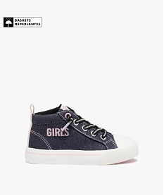 GEMO Baskets fille montantes déperlantes pailletée à lacets élastiques Bleu