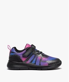 GEMO Baskets fille multicolores à paillettes style jogger rose vif