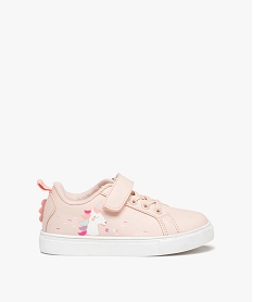 GEMO Baskets filles à scratch avec détail licorne du 24 au 30 rose standard