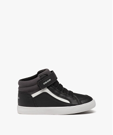 GEMO Baskets garçon mid-cut à lacets élastiques et à scratch - Geox noir vif