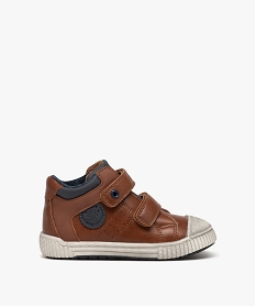 GEMO Baskets garçon mid-cut bicolores à double scratch - Gepy marron standard