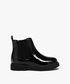 GEMO Bottes fille Chelsea vernies à zip noir vif