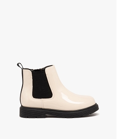 GEMO Bottes fille Chelsea vernies à zip beige vif