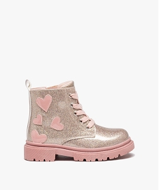 GEMO Boots fille à semelle crantée paillettes et à zip rose standard