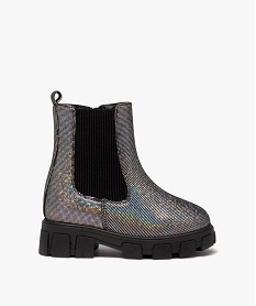 GEMO Boots fille style Chelsea à semelle crantée avec strass noir standard