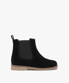 GEMO Boots fille unies style Chelsea en suédine noir standard
