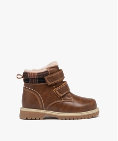 GEMO Boots fourrées chaudes à scratch et col fantaisie marron standard