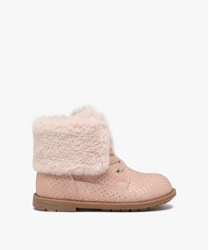 GEMO Boots fille unies à col retourné en peluche avec motif étoilé rose standard