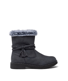 GEMO Boots fourrées à brides et zip fille Gris