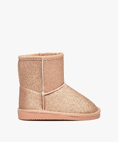 GEMO Boots fille fourrées unies à paillettes rose vif
