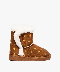 GEMO Boots fille fourrées avec scratch à motif cœurs Brun