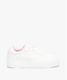 GEMO Baskets fille unies à lacets avec semelle épaisse blanc standard