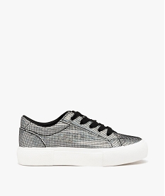 GEMO Baskets fille irisées à semelle compensée effet filet argente