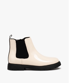 GEMO Boots fille unies dessus vernis à semelle crantée beige vif