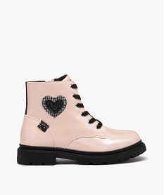 GEMO Boots fille mid-cut vernies à semelle crantée rose standard