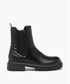 GEMO Boots fille unies style Chelsea effet matelassé à semelle crantée noir standard