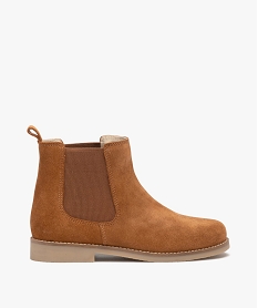 GEMO Boots fille unies en suédine style Chelsea Brun