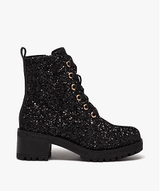 GEMO Boots fille à talon carré avec dessus en strass Noir