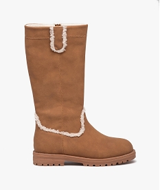 boots fille unies avec interieur fourre et a zip orangeJ000001_1