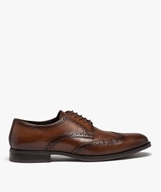 derbies homme dessus en cuir uni a bout fleuri - taneo brunJ000401_1