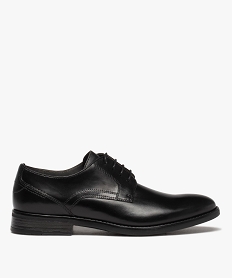 derbies homme unies en cuir a lacets ronds noirJ000701_1