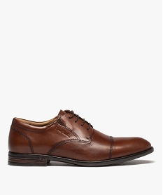 derbies homme unis en cuir avec elastique daisance et a lacets ronds - pierre cardin brunJ000801_1