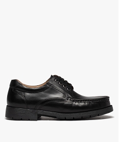 GEMO Derbies homme dessus en cuir uni avec lacets plats - Pierre Cardin Noir