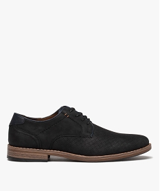 GEMO Derbies homme unis à lacets et à motif en relief Noir