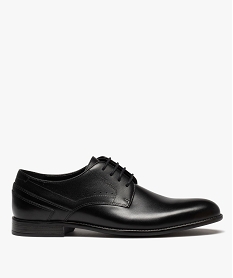 derbies homme unies en cuir a lacets ronds noirJ002201_1