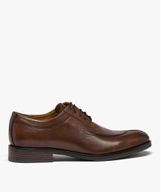 derbies homme dessus en cuir uni a lacets cires - taneo brunJ002501_1