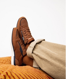 GEMO Baskets homme casual à lacets bi-matières - Redskins Brun