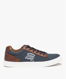 GEMO Baskets homme rétro en suédine bicolore bleu chine
