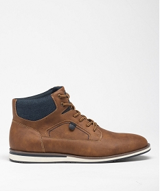 GEMO Baskets homme mid-cut casual unies avec col denim Brun