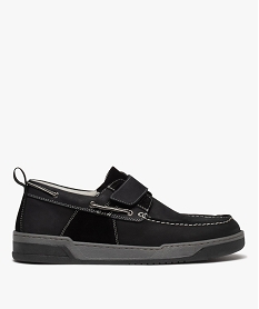 GEMO Chaussures bateau homme unies à scratch bleu chine